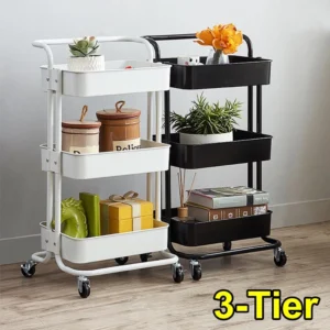 Black - 3 Tier Trolley MOVABLE STORAGE